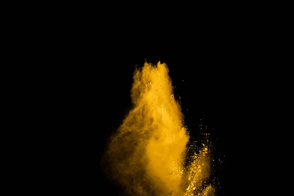 Έκρηξη Κίτρινης Σκόνης Μαύρο Φόντο Χρωματιστό Σύννεφο Πολύχρωμη Σκόνη Εκραγεί — Φωτογραφία Αρχείου