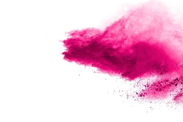 粉红粉末在白色背景上爆炸 Holi — 图库照片