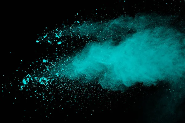 Explosión Polvo Verde Aislado Sobre Fondo Negro Salpicadura Polvo Color — Foto de Stock