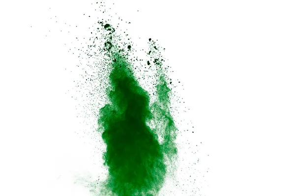 Zelený Prášek Výbuch Izolované Bílém Pozadí — Stock fotografie