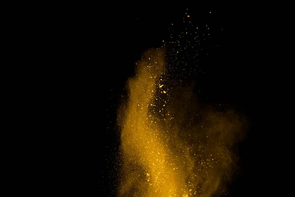 Explosión Polvo Amarillo Sobre Fondo Negro Nube Colores Polvo Colorido — Foto de Stock