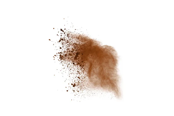 在白色背景上隔绝的咖啡爆炸 在白色背景上隔绝的棕色粉末爆炸 — 图库照片