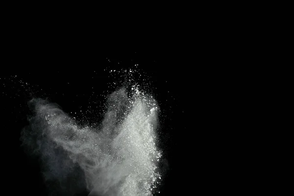 Explosion Poudre Blanche Isolée Sur Fond Noir — Photo