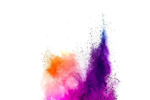 Freeze Motion Colored Powder Explosions Isolated White Background — Stock Photo, Image