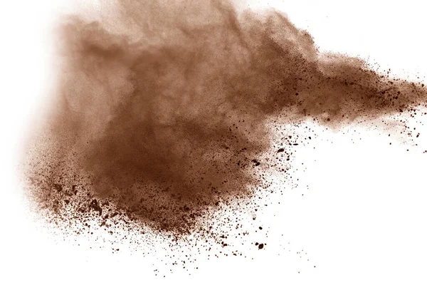 在白色背景上隔绝的咖啡爆炸 在白色背景上隔绝的棕色粉末爆炸 — 图库照片