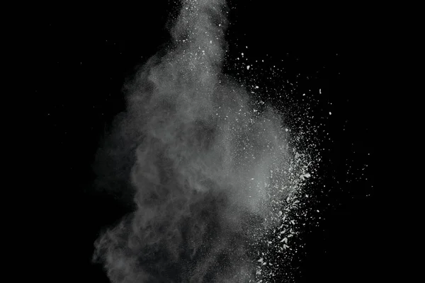 Explosión Polvo Blanco Aislado Sobre Fondo Negro — Foto de Stock