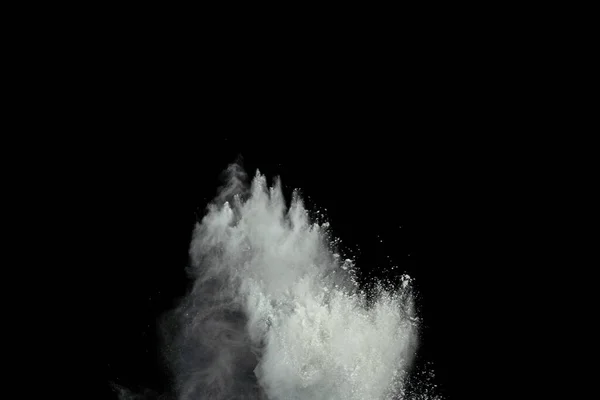Beyaz Toz Patlaması Siyah Arkaplanda Izole Edildi — Stok fotoğraf