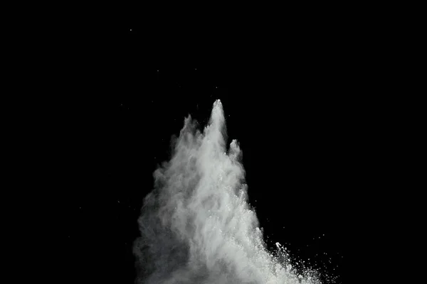 Explosion Von Weißem Pulver Isoliert Auf Schwarzem Hintergrund — Stockfoto