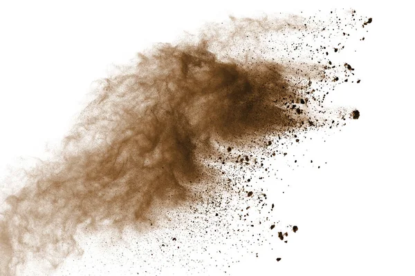 Explosión Polvo Marrón Sobre Fondo Negro —  Fotos de Stock
