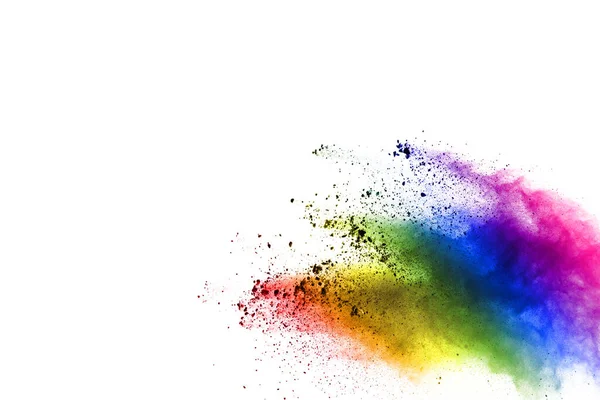 Colorful Powder Explosion White Background Pastel Color Dust Particle Splashing — Stock Photo, Image