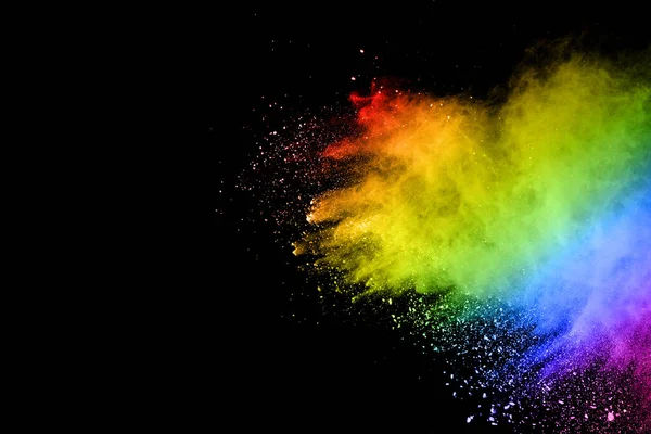 Mehrfarbige Staubspritzer Auf Schwarzem Hintergrund Painted Holi Colorful Hintergrund Der — Stockfoto