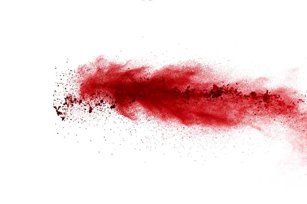 Explosão Vermelho Fundo Branco Nuvem Colorida Poeira Colorida Explode Pintura — Fotografia de Stock