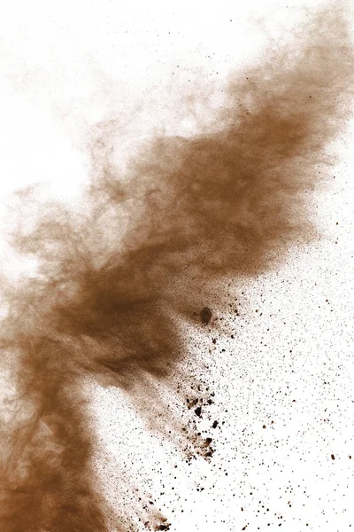 Exploze Hnědého Prášku Černém Pozadí — Stock fotografie