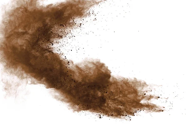 Взрыв Коричневого Порошка Черном Фоне — стоковое фото