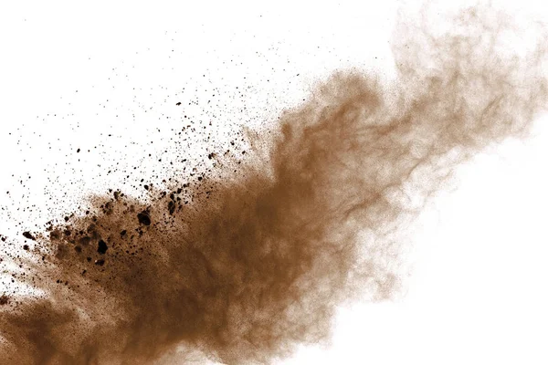 Explosión Polvo Marrón Sobre Fondo Negro —  Fotos de Stock