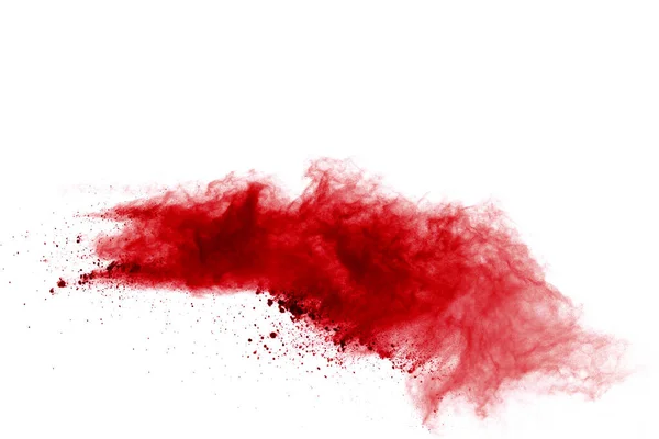 Explosão Vermelho Fundo Branco Nuvem Colorida Poeira Colorida Explode Pintura — Fotografia de Stock