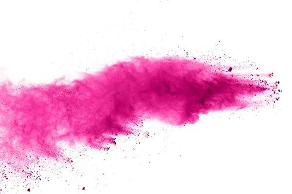 粉红粉末在白色背景上爆炸 万圣节背景 — 图库照片