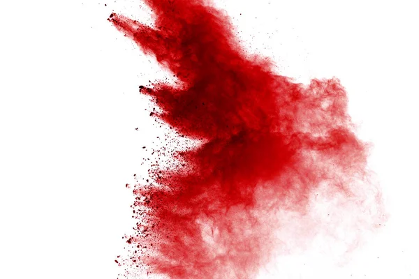 Explosão Vermelho Fundo Branco Nuvem Colorida Poeira Colorida Explode Pintura — Fotografia de Stock