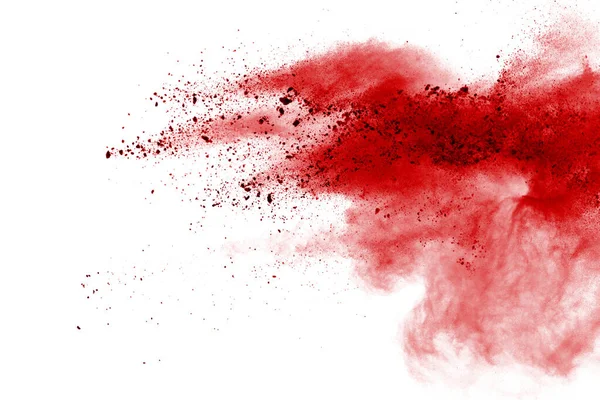 Explosão Vermelho Fundo Branco Nuvem Colorida Poeira Colorida Explode Pintura — Fotografia de Stock