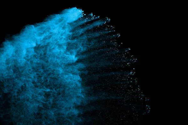 Explosión Polvo Azul Sobre Fondo Negro Nube Colores Polvo Colorido — Foto de Stock