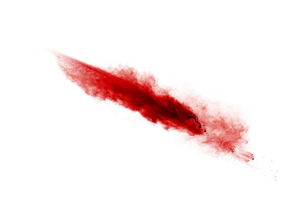 Rood Poeder Explosie Geïsoleerd Witte Achtergrond — Stockfoto