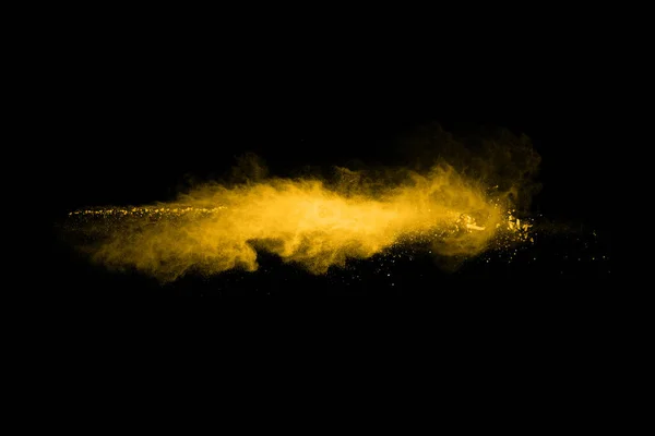 Explosión Polvo Amarillo Sobre Fondo Negro Nube Colores Polvo Colorido — Foto de Stock