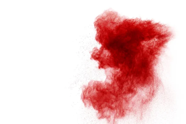 Explosion Poudre Rouge Isolée Sur Fond Blanc — Photo