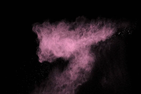 Explosion Poudre Rose Sur Fond Noir Nuage Coloré Poussière Colorée — Photo