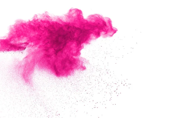 粉红粉末在白色背景上爆炸 万圣节背景 — 图库照片