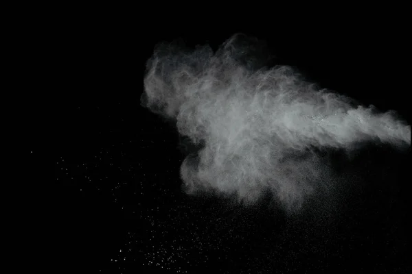 Esplosione Polvere Bianca Isolata Sfondo Nero — Foto Stock