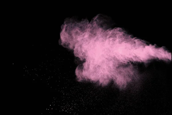 Explosión Polvo Rosa Sobre Fondo Negro Nube Colores Polvo Colorido — Foto de Stock