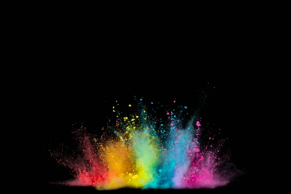 Explosion Von Farbigem Pulver Isoliert Auf Schwarzem Hintergrund Abstrakter Farbiger — Stockfoto