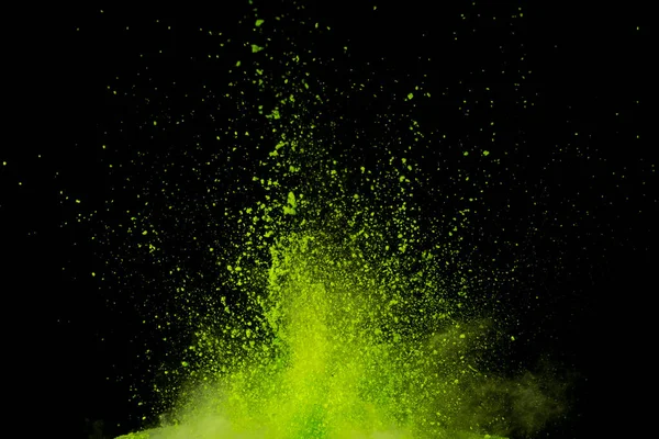 Explosion Green Powder Isolated Black Background Abstract Colored Background — Stock Photo, Image