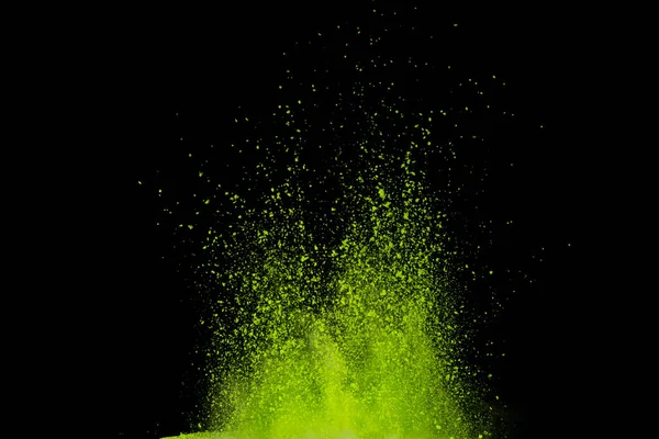Green Powder Isolated Black Background — Stock Photo, Image