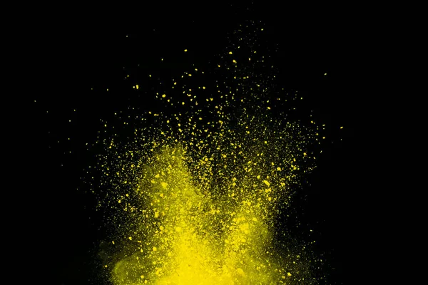 Gelber Puder Isoliert Auf Schwarzem Hintergrund — Stockfoto