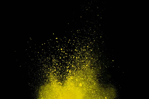 Žlutý Prášek Izolované Černém Pozadí — Stock fotografie
