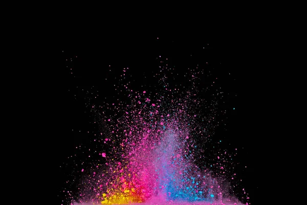 Красочный Взрыв Пороха Черном Фоне Цветное Облако Разноцветная Пыль Взрывается — стоковое фото