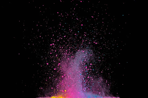 Färgad Pulverexplosion Abstrakt Närbild Damm Bakgrunden Färgglada Exploderar Färgämne Alkohol — Stockfoto