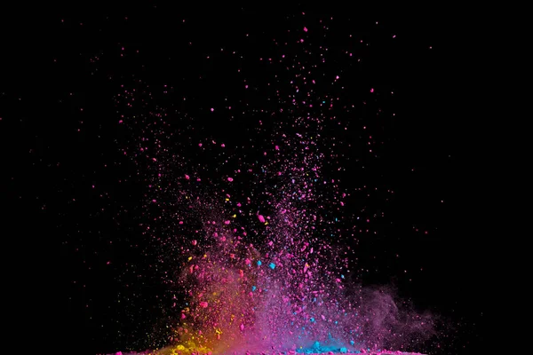 Farbige Pulverexplosion Abstrakte Nahaufnahme Staub Auf Hintergrund Bunt Explodiert Farbstoffe — Stockfoto