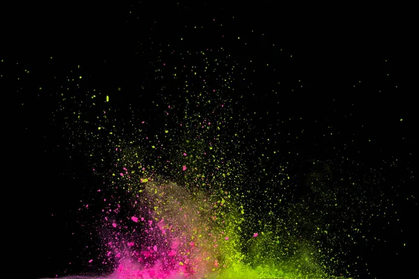 Gekleurde Kruitexplosie Abstract Close Stof Achtergrond Kleurrijke Ontploffen Verfhol — Stockfoto