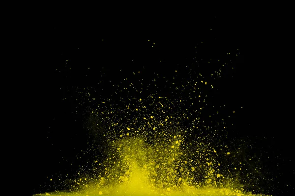 Gelber Puder Isoliert Auf Schwarzem Hintergrund — Stockfoto