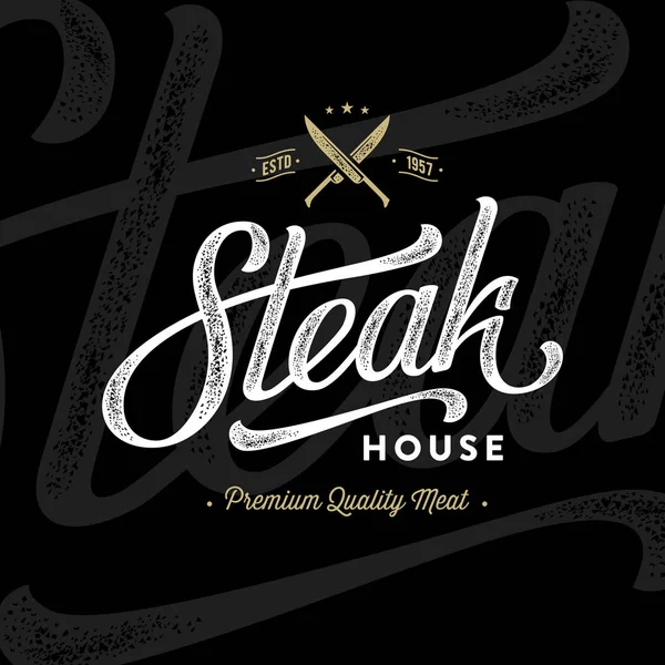 Steak emblém černý — Stockový vektor