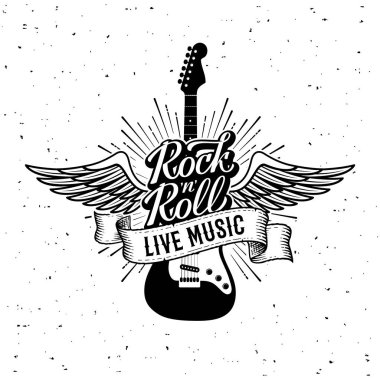 Rock 'n Roll Canlı Müzik Gitar Vektörü illüstrasyonu