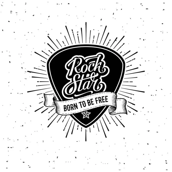 Rock Star Plectrum Ribbon bianco illustrazione vettoriale — Vettoriale Stock