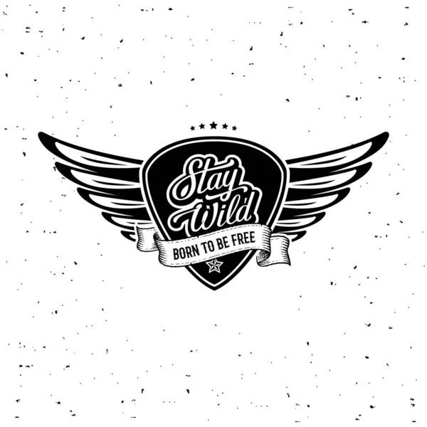 Stay Wild Plectrum Wings White Vector illustrazione — Vettoriale Stock