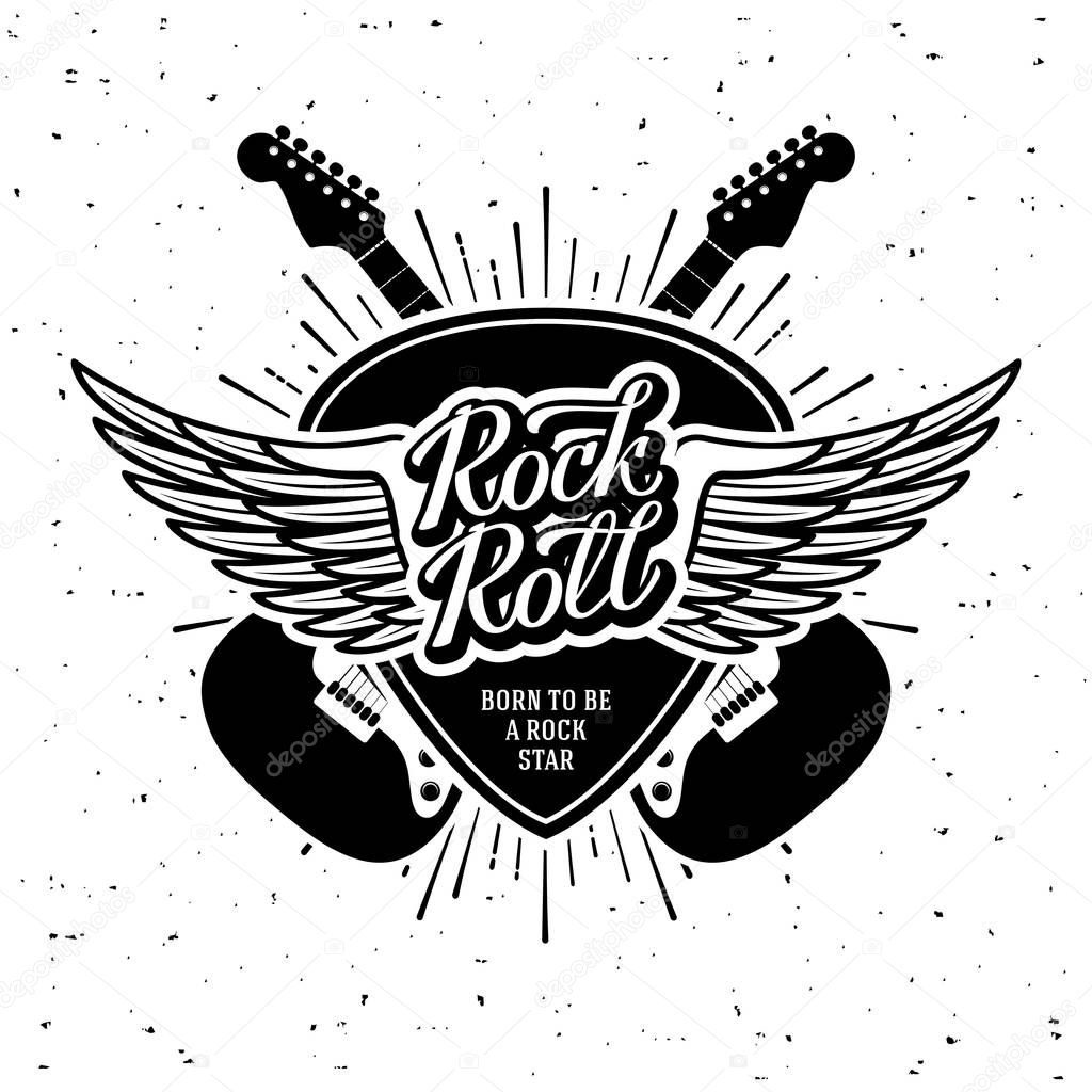 Rock and roll Guitar Plectrum Wings Vector illustration