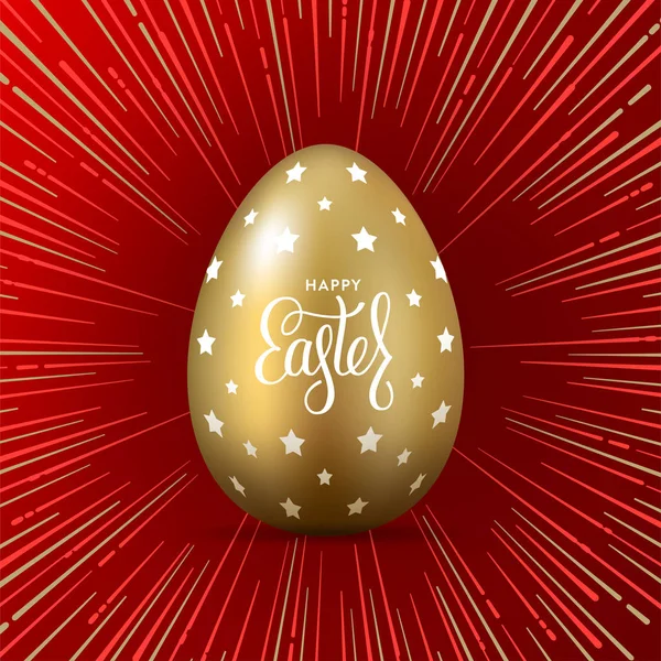 Frohe Ostern goldenes Ei rot Vector Illustration — Stockvektor