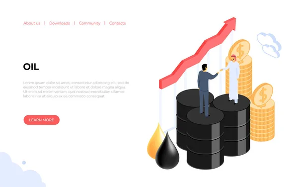 Нефтяной баннер с иллюстрацией вектора бочек — стоковый вектор