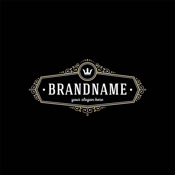 Brandname vintage rhombus di ilustrasi vektor hitam - Stok Vektor