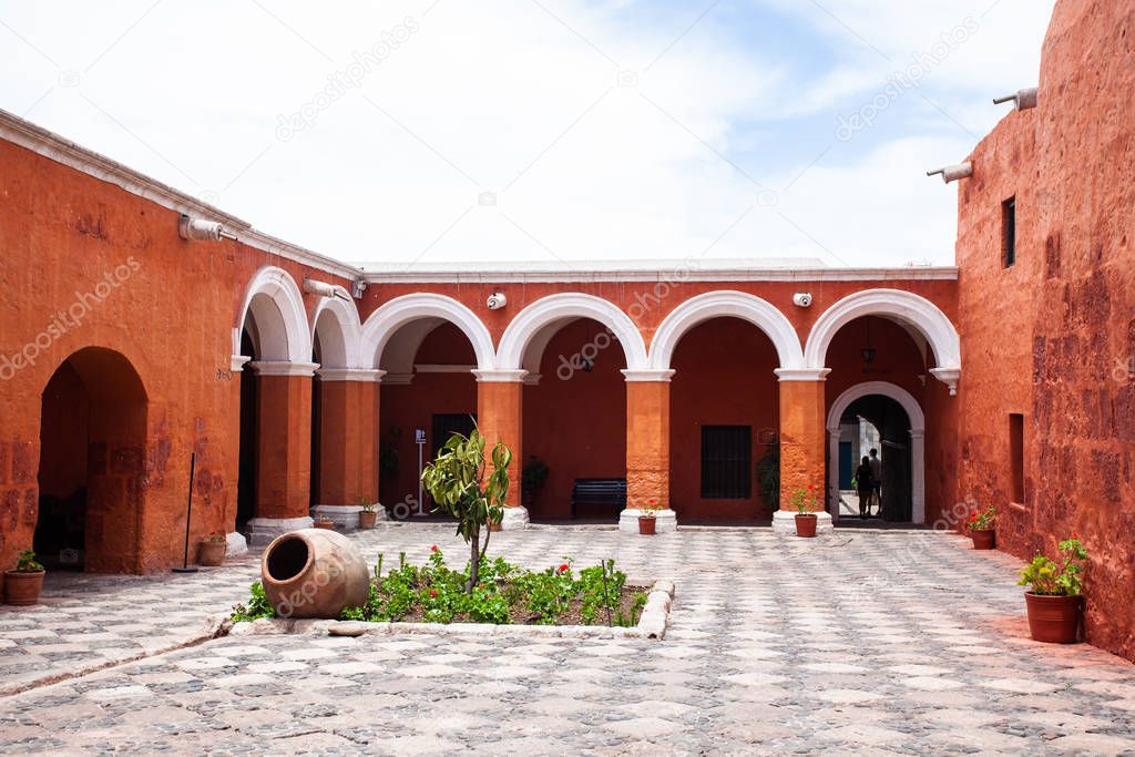Red courtyard Monastery of Saint Catalina, Arequipa, Peru
